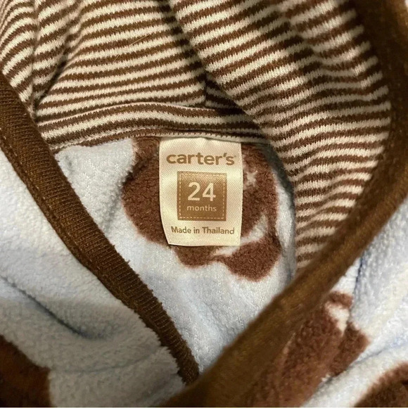 Carter’s 18-24 months blue fleece football hoodie with buttons - Picture 5 of 5